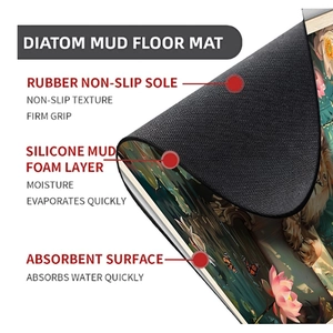 Three-layer diatom mud floor mat featuring anti-slip rubber base and lion design