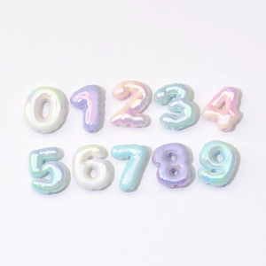 3D colorful macaron number beads 0-9 set for DIY keychains and phone charms