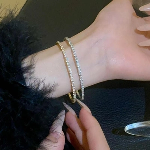 Single Row Crystal Rhinestone Elastic Bracelet Colorful Copper Jewelry Fashion Exquisite Tennis Bangle For Women