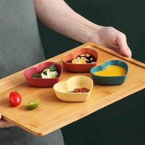 Heart Shaped Dipping Sauce Dishes Eco Friendly Wheat Straw Mini Vinegar Seasoning Plates For Home Kitchen Tableware