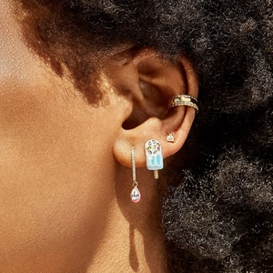 S925 silver ice cream stud earrings with colorful enamel and zircon stones