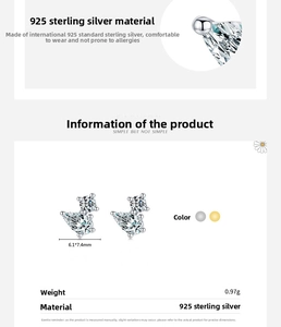 Detail view of S925 sterling silver teardrop earrings with pear-cut cubic zirconia