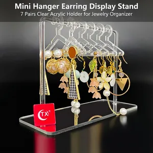 Acrylic mini clothes hanger earring display stand organizer with multiple earring styles