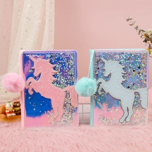 Unicorn Plush Notebook Sequins Quicksand Dreamy Journal Stationery Gift For Girls Student Cute Kawaii Soft Fuzzy Writing Book