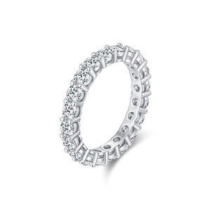 Elegant S925 sterling silver ring with VVS1 moissanite pave setting on white background