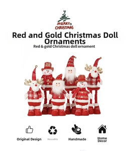 Detailed view of telescopic Christmas dolls including Santa, Snowman and Reindeer