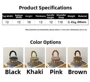 Size chart showing dimensions for the rhinestone mini cylinder handbag and crossbody bag