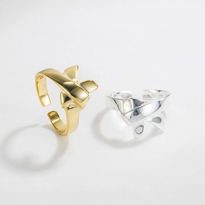 Elegant 925 sterling silver bow rings in gold and silver finish with adjustable open bands