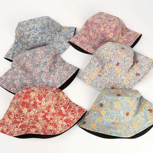 Set of floral bucket hats for women, reversible sun protection hats in various colors