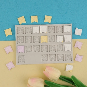 Moule en silicone drapeaux alphabétiques pour décoration de gâteau et pâtisserie