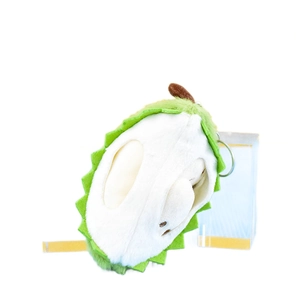 Cute green durian fruit plush toy keychain pendant for bags and keys with soft fuzzy texture