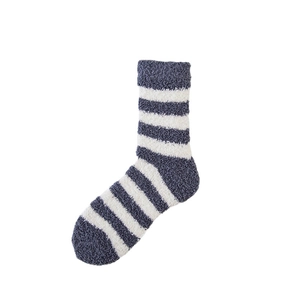 Chaussettes rayées bleu marine et blanc en polaire corail pour hommes en peluche