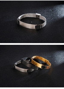 Detail of stainless steel mesh bracelets in silver, gold, and black industrial styles