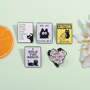 Broches En Émail Chat Drôles Épingle En Alliage Slogan Style Tarot Bijoux Dessin Animé Pour Décor De Sac À Dos