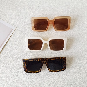Retro square frame sunglasses for children in amber, white and tortoise shell colors