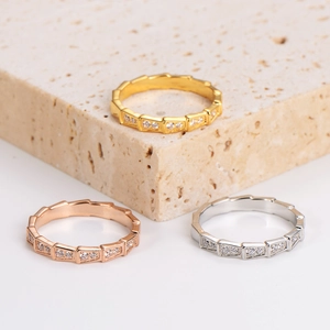 Geometric Segmented Ring 316L Stainless Steel Pave Cubic Zirconia Modern Luxury Stackable Finger Jewelry For Women
