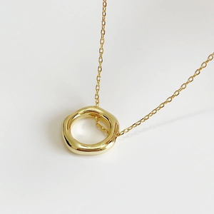 Elegant 925 sterling silver gold plated necklace with irregular lava pendant on O-chain