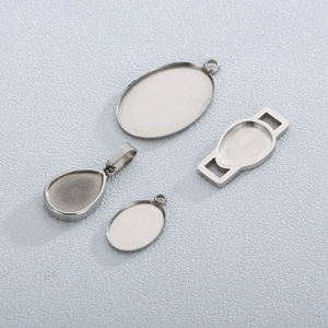Stainless Steel Oval Teardrop Pendant Tray Base Blank Bezel Setting DIY Jewelry Making Accessory Simple Fashion