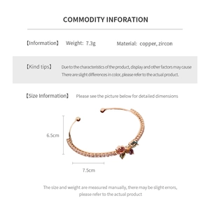 Fiche technique du bracelet papillon en zircon avec base en cuivre et finition or rose