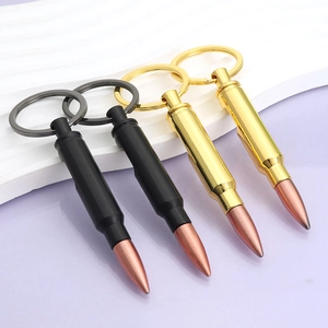 Bullet Shape Bottle Opener Keychain Zinc Alloy Metal Portable Key Ring Pendant Novelty Gift For Men Bar Tool