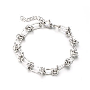 Bracelet hip-hop en acier titane avec nœud d'épines, maillons ovales et fermoir réglable