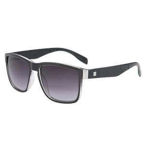 Black square sports sunglasses with purple gradient lenses for outdoor cycling