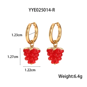 Détail des boucles d'oreilles raisin avec dimensions et spécifications du produit