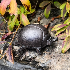 Vintage cast iron ladybug key box sculpture for rustic garden and home entryway decor