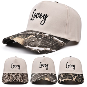 Women Cotton Baseball Cap With Lovey Letter Embroidery Leopard Camouflage Print Outdoor Sun Shade Sporty Chic Hat