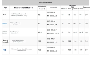 Detailed sizing chart for women's elegant summer dress showing chest and waist measurements