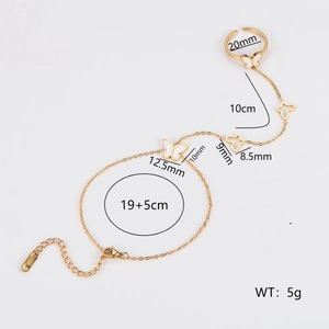 Detaillierte Größenangaben für Schmetterling-Ringarmband in Gold mit Maßen und Gewicht