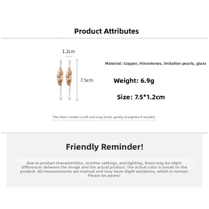 Detailed size specifications of long crystal fringe earrings with silver needle posts