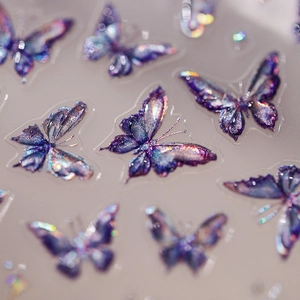 Holographic Butterfly Nail Art Stickers Embossed Self Adhesive Decals For Trendy Women Sweet Cool DIY Manicure Decor