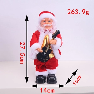 Electric Santa Claus guitar toy dimensions: 27.5cm tall, weighing 263.9g, white background