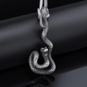 Snake Pendant Necklace 316L Stainless Steel Gothic Punk Retro Hip Hop Animal Jewelry For Men