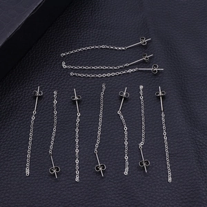 Stainless Steel Long Chain Tassel Drop Earrings Minimalist Silver Tone Hypoallergenic Fashion Jewelry For Women