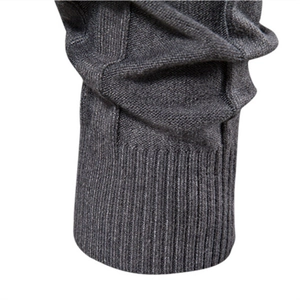 Men's dark grey slim fit turtleneck sweater featuring premium ribbed knit cuff texture