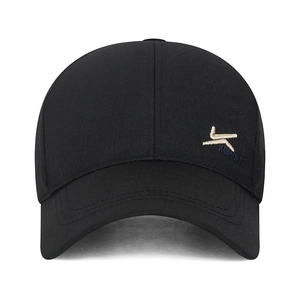 Classic black cotton baseball cap with embroidered side logo and curved reinforced brim