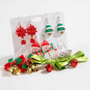 Süße Weihnachtsbaum Glocke Schleife Schneemann Ohrhänger Festlicher Feiertagsschmuck Für Damen Bunter Legierungsschmuck Party Geschenk