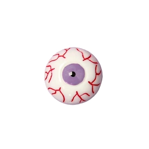 Realistic Halloween eyeball resin accessory with purple iris and red blood veins