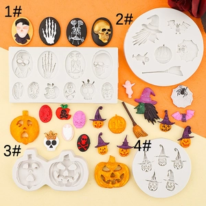 Καλούπι Σιλικόνης Halloween Κολοκύθα Κρανίο Νυχτερίδα Καπέλο Μάγισσας Διακόσμηση Τούρτας Σοκολάτας