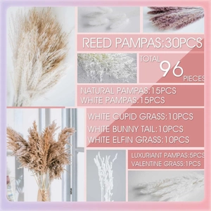 96-piece dried pampas grass bouquet set including bunny tails for home decor