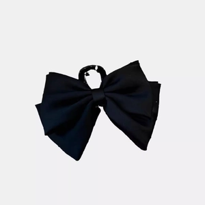 Elegant large double-layer black satin bow hair claw clip for a sophisticated updo style