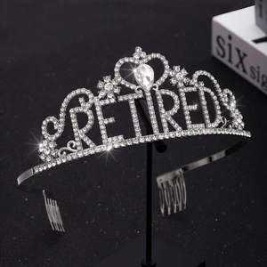 Eleganter silberner Strass-Krone mit RETIRED Schriftzug für Ruhestandsfeiern