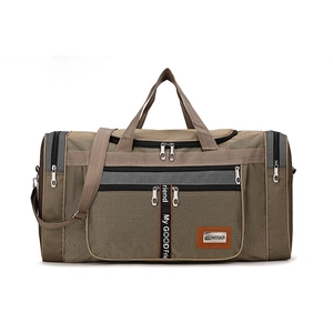 Large khaki fitness gym bag with adjustable shoulder strap for men and women