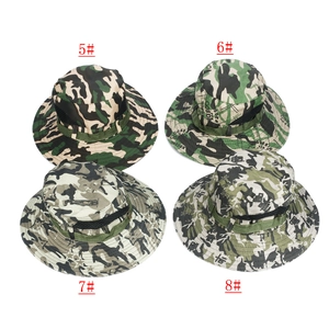 Macro detail showing 4 different camouflage patterns for outdoor boonie hats