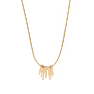 Gold fan-shaped fringe pendant necklace with snake chain for women in minimalist style