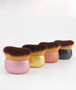 Detail showing dense fiber bristles and metallic handles of these professional makeup brushes