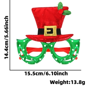 Christmas novelty glasses with red hat and green polka dots dimensions 15.5x14.4cm