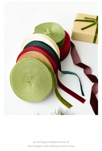 Christmas velvet ribbons set in forest green, burgundy and cream for gift wrapping DIY